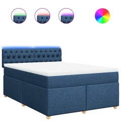 vidaXL Boxspringbett mit Matratze Blau 140x190 cm Stoff