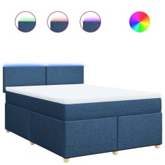 vidaXL Boxspringbett mit Matratze Blau 140x190 cm Stoff