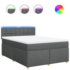 vidaXL Boxspringbett mit Matratze Dunkelgrau 140x190 cm Stoff