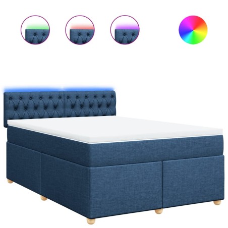vidaXL Boxspringbett mit Matratze Blau 140x200 cm Stoff