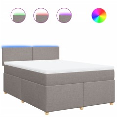 vidaXL Boxspringbett mit Matratze Taupe 160x200 cm Stoff