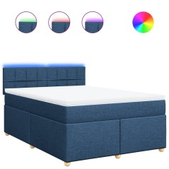 vidaXL Boxspringbett mit Matratze Blau 160x200 cm Stoff