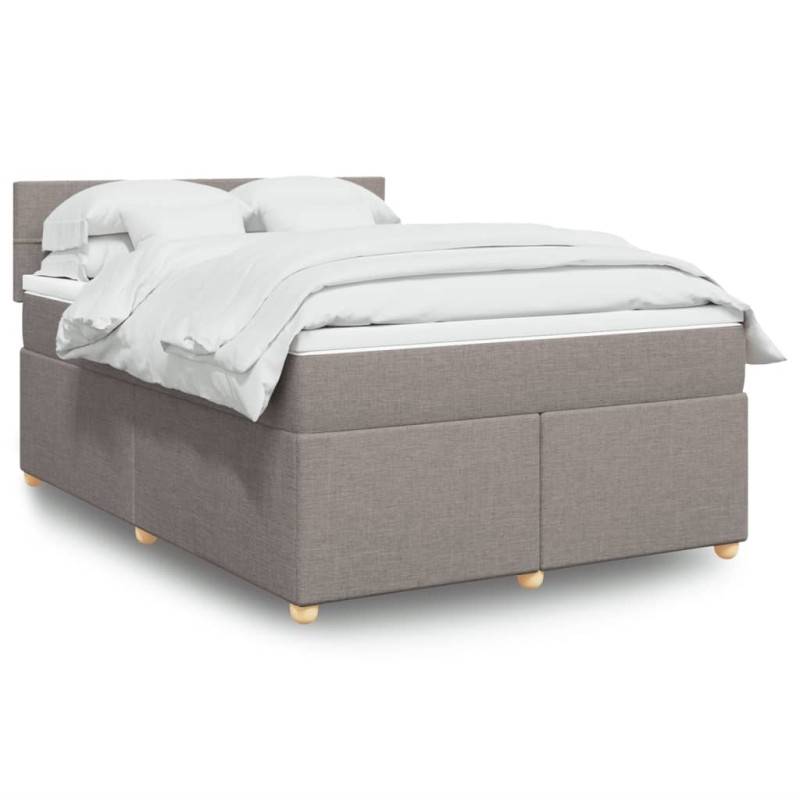 vidaXL Boxspringbett mit Matratze Taupe 160x200 cm Stoff vidaXL Boxspringbett mit Matratze Taupe 160x200 cm Stoff