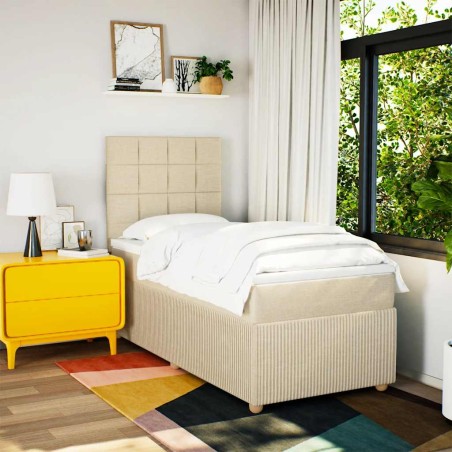 vidaXL Boxspringbett mit Matratze Creme 90x190 cm Stoff