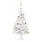 Künstlicher Weihnachtsbaum mit LEDs & Kugeln Weiß 150 cm PVC Künstlicher Weihnachtsbaum mit LEDs & Kugeln Weiß 150 cm PVC
