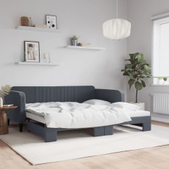 vidaXL Tagesbett Ausziehbar Dunkelgrau 100x200 cm Samt