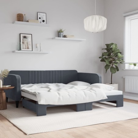 vidaXL Tagesbett Ausziehbar Dunkelgrau 100x200 cm Samt