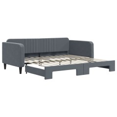 vidaXL Tagesbett Ausziehbar Dunkelgrau 100x200 cm Samt