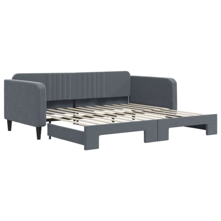 vidaXL Tagesbett Ausziehbar Dunkelgrau 100x200 cm Samt