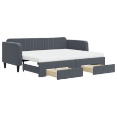 vidaXL Tagesbett Ausziehbar mit Schubladen Dunkelgrau 90x200 cm Samt