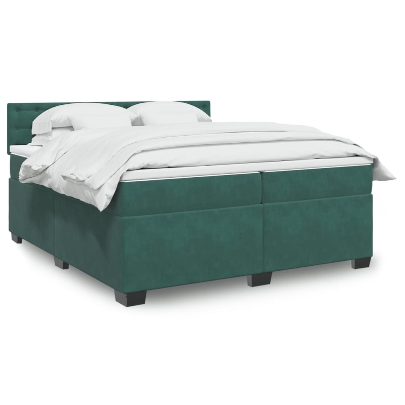 vidaXL Boxspringbett mit Matratze Dunkelgrün 200x200 cm Samt vidaXL Boxspringbett mit Matratze Dunkelgrün 200x200 cm Samt