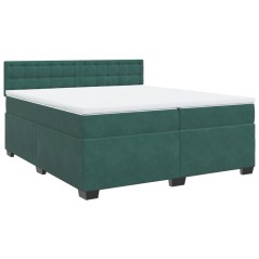 vidaXL Boxspringbett mit Matratze Dunkelgrün 200x200 cm Samt