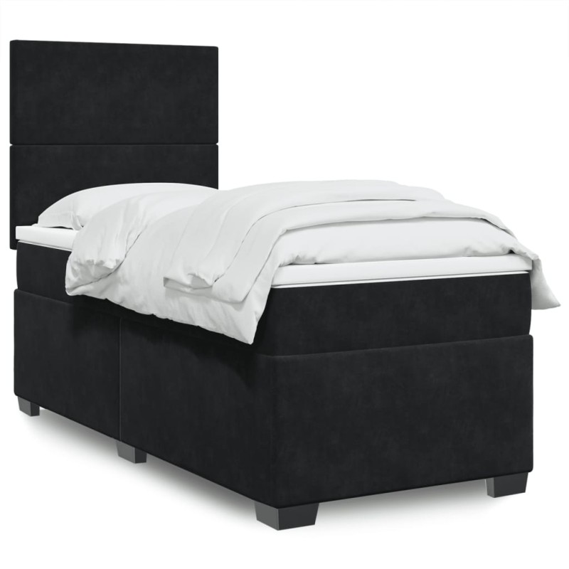 vidaXL Boxspringbett mit Matratze Schwarz 80x200 cm Samt vidaXL Boxspringbett mit Matratze Schwarz 80x200 cm Samt