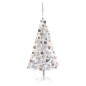 Künstlicher Weihnachtsbaum mit LEDs & Kugeln Silbern 120 cm PET Künstlicher Weihnachtsbaum mit LEDs & Kugeln Silbern 120 cm PET
