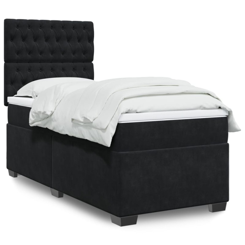 vidaXL Boxspringbett mit Matratze Schwarz 80x200 cm Samt vidaXL Boxspringbett mit Matratze Schwarz 80x200 cm Samt