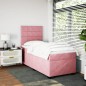 vidaXL Boxspringbett mit Matratze Rosa 90x200 cm Samt vidaXL Boxspringbett mit Matratze Rosa 90x200 cm Samt