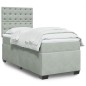vidaXL Boxspringbett mit Matratze Hellgrau 90x200 cm Samt vidaXL Boxspringbett mit Matratze Hellgrau 90x200 cm Samt