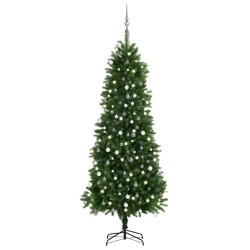 Künstlicher Weihnachtsbaum mit LEDs & Kugeln 240 cm Grün