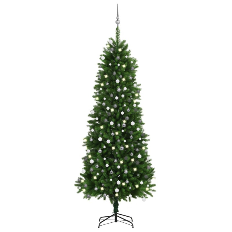 Künstlicher Weihnachtsbaum mit LEDs & Kugeln 240 cm Grün Künstlicher Weihnachtsbaum mit LEDs & Kugeln 240 cm Grün