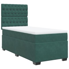 vidaXL Boxspringbett mit Matratze Dunkelgrün 100x200 cm Samt