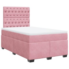 vidaXL Boxspringbett mit Matratze Rosa 120x190 cm Samt