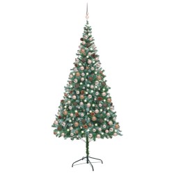 Künstlicher Tannenbaum mit LEDs & Kugeln & Zapfen 210 cm