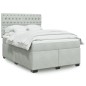 vidaXL Boxspringbett mit Matratze Hellgrau 140x190 cm Samt vidaXL Boxspringbett mit Matratze Hellgrau 140x190 cm Samt