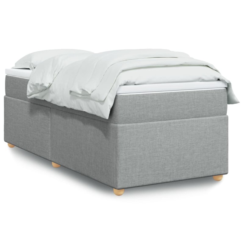 vidaXL Boxspringbett mit Matratze Hellgrau 80x200 cm Stoff vidaXL Boxspringbett mit Matratze Hellgrau 80x200 cm Stoff