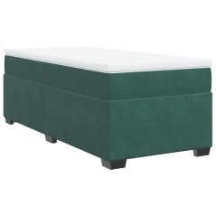 vidaXL Boxspringbett mit Matratze Dunkelgrün 80x200 cm Samt
