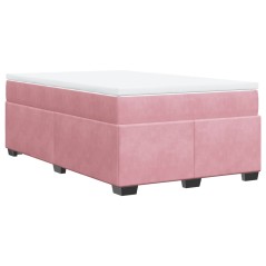 vidaXL Boxspringbett mit Matratze Rosa 120x190 cm Samt