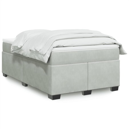 vidaXL Boxspringbett mit Matratze Hellgrau 120x190 cm Samt