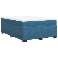 vidaXL Boxspringbett mit Matratze Dunkelblau 160x200 cm Samt