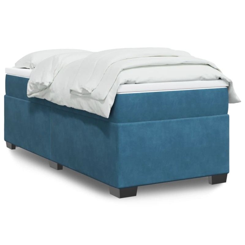 vidaXL Boxspringbett mit Matratze Dunkelblau 90x190 cm Samt vidaXL Boxspringbett mit Matratze Dunkelblau 90x190 cm Samt
