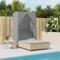 vidaXL Doppel-Sonnenliege mit Dach und Vorhängen Beige Poly Rattan vidaXL Doppel-Sonnenliege mit Dach und Vorhängen Beige Poly Rattan