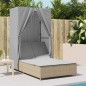 vidaXL Doppel-Sonnenliege mit Dach und Vorhängen Beige Poly Rattan vidaXL Doppel-Sonnenliege mit Dach und Vorhängen Beige Poly Rattan