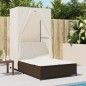 vidaXL Doppel-Sonnenliege mit Dach und Vorhängen Braun Poly Rattan vidaXL Doppel-Sonnenliege mit Dach und Vorhängen Braun Poly Rattan