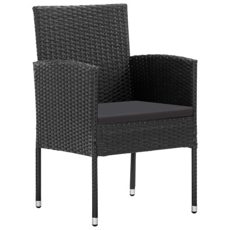 vidaXL Gartenstühle mit Kissen in Schwarz 4 Stk. Schwarz Polyrattan