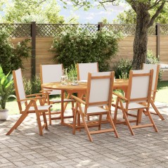 vidaXL 7-tlg. Garten-Essgruppe Massivholz Akazie und Textilene