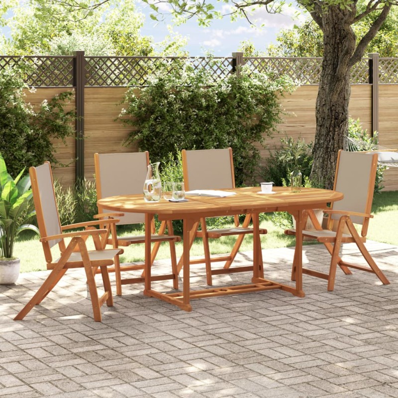 vidaXL 5-tlg. Garten-Essgruppe Massivholz Akazie und Textilene vidaXL 5-tlg. Garten-Essgruppe Massivholz Akazie und Textilene