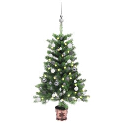 Künstlicher Weihnachtsbaum mit LEDs & Kugeln 65 cm Grün