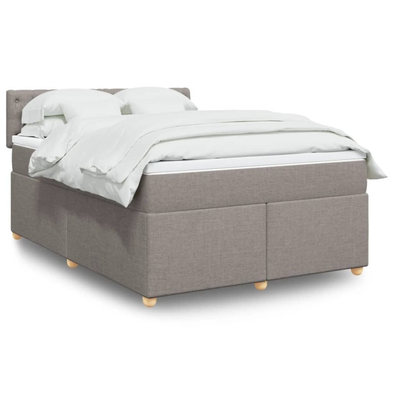 vidaXL Boxspringbett mit Matratze Taupe 160x200 cm Stoff vidaXL Boxspringbett mit Matratze Taupe 160x200 cm Stoff