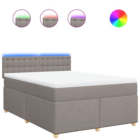 vidaXL Boxspringbett mit Matratze Taupe 160x200 cm Stoff