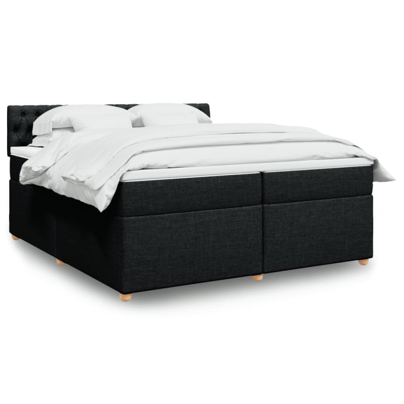 vidaXL Boxspringbett mit Matratze Schwarz 200x200 cm Stoff vidaXL Boxspringbett mit Matratze Schwarz 200x200 cm Stoff