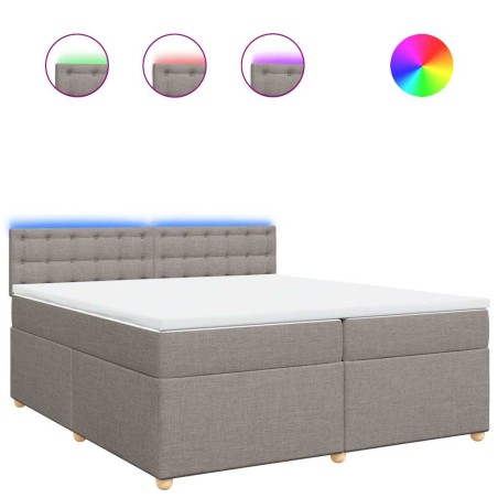 vidaXL Boxspringbett mit Matratze Taupe 200x200 cm Stoff