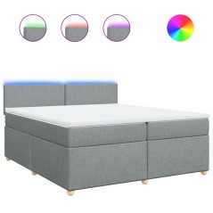 vidaXL Boxspringbett mit Matratze Hellgrau 200x200 cm Stoff