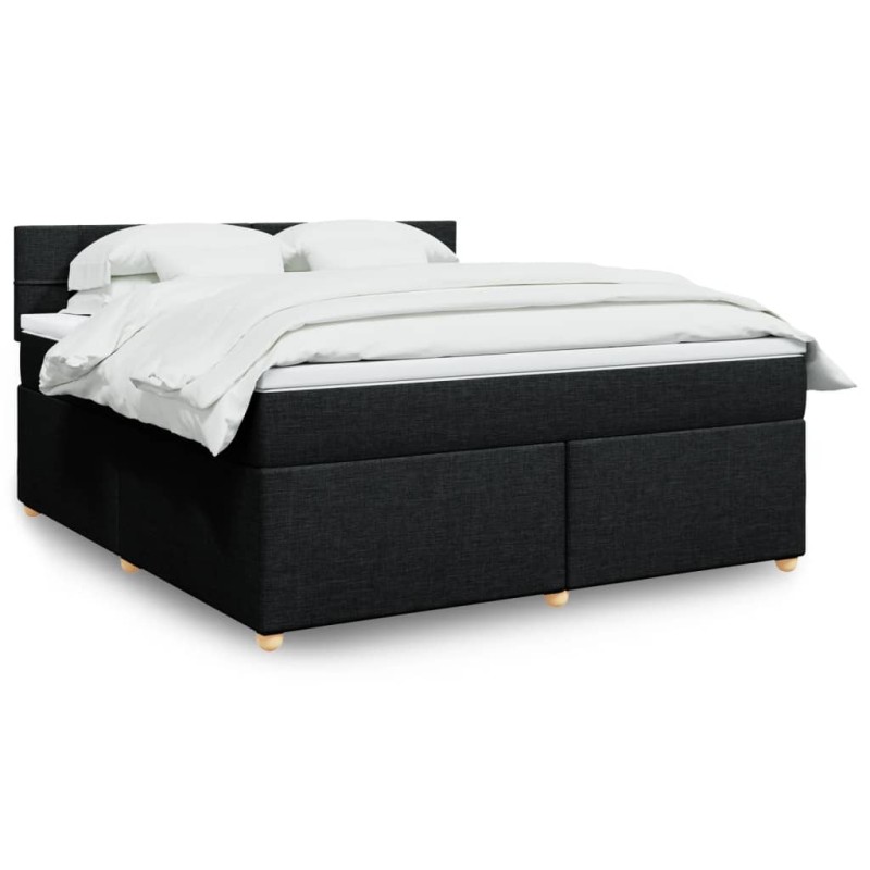 vidaXL Boxspringbett mit Matratze Schwarz 180x200 cm Stoff vidaXL Boxspringbett mit Matratze Schwarz 180x200 cm Stoff