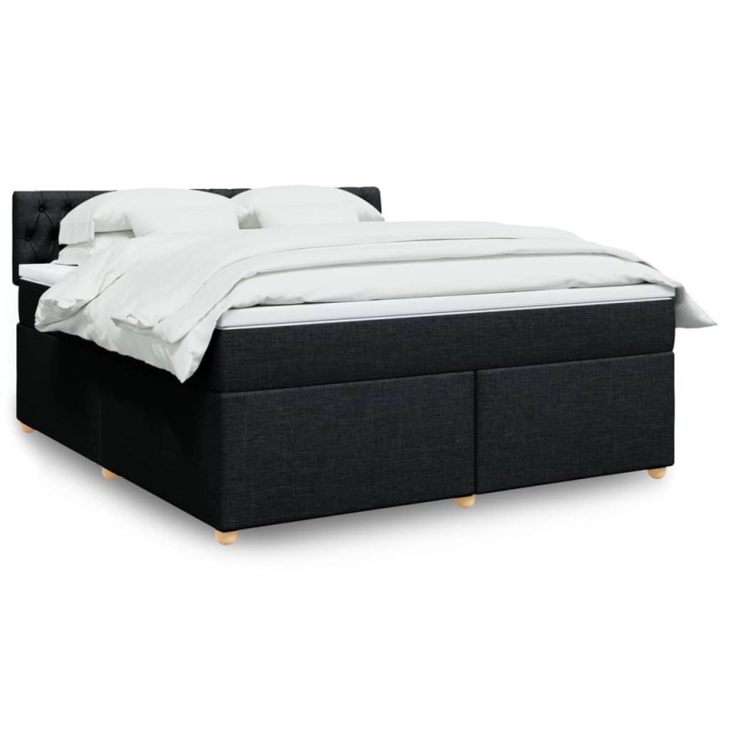 vidaXL Boxspringbett mit Matratze Schwarz 180x200 cm Stoff vidaXL Boxspringbett mit Matratze Schwarz 180x200 cm Stoff