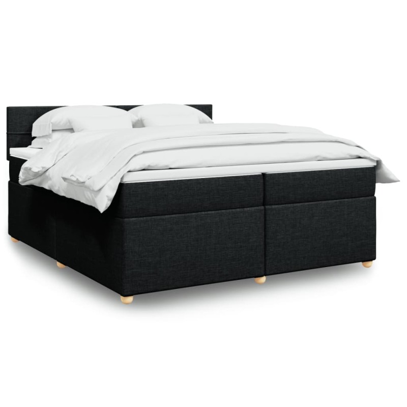vidaXL Boxspringbett mit Matratze Schwarz 200x200 cm Stoff vidaXL Boxspringbett mit Matratze Schwarz 200x200 cm Stoff