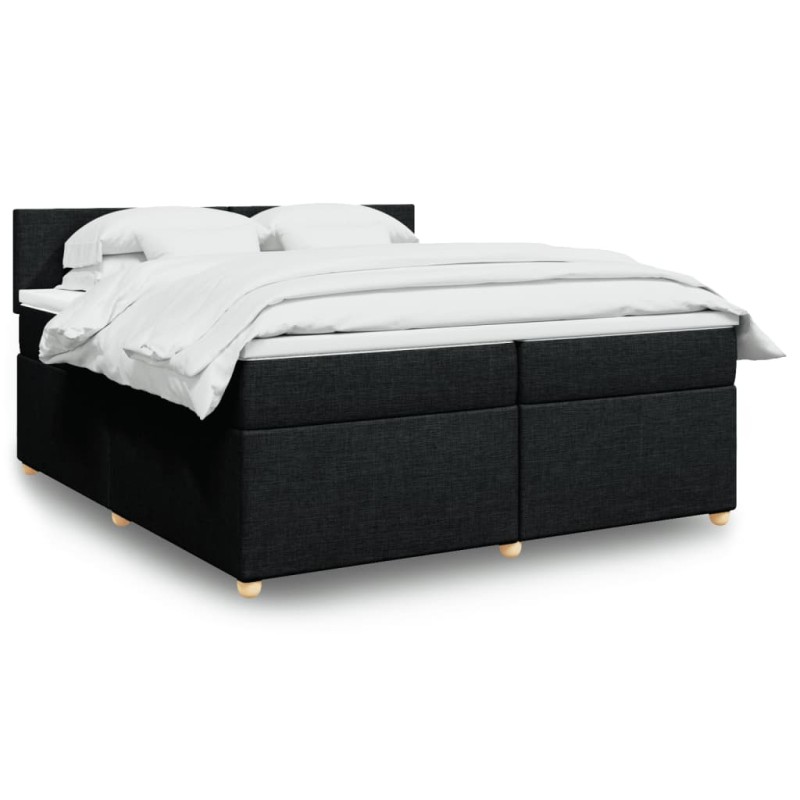 vidaXL Boxspringbett mit Matratze Schwarz 200x200 cm Stoff vidaXL Boxspringbett mit Matratze Schwarz 200x200 cm Stoff
