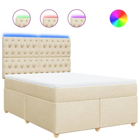 vidaXL Boxspringbett mit Matratze Creme 140x200 cm Stoff